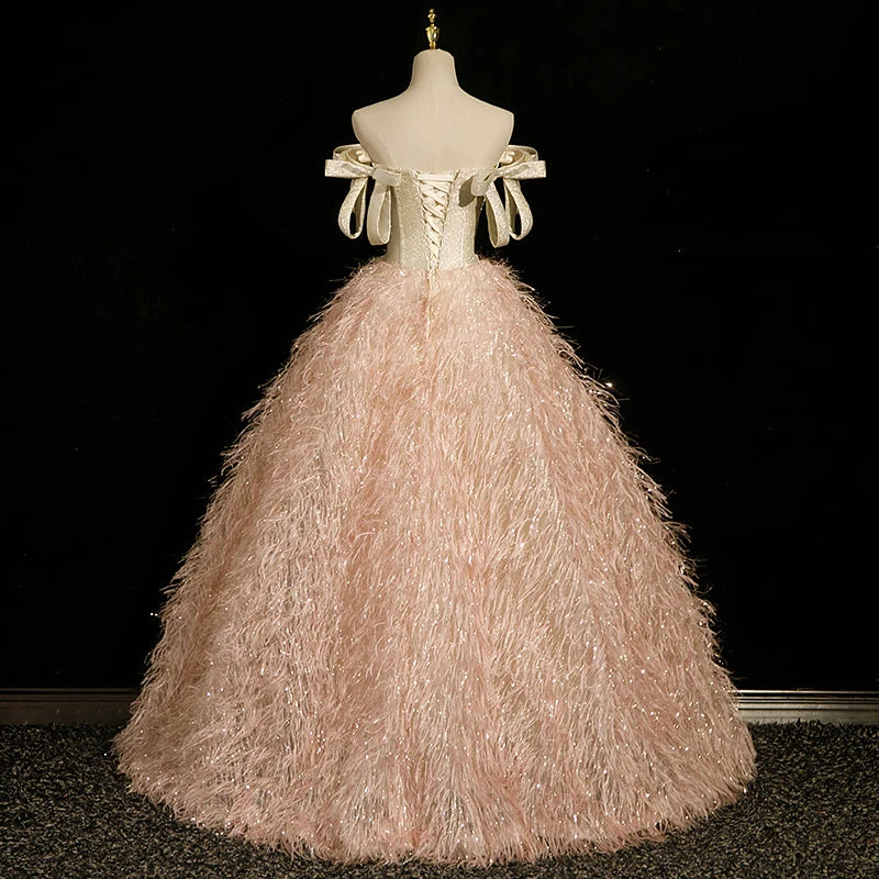 Strapless Sweety Simple Quinceanera Dresses Contrast Color Princess Ball Gown Feathers Plus Size Custom Made Vestido De Noiva