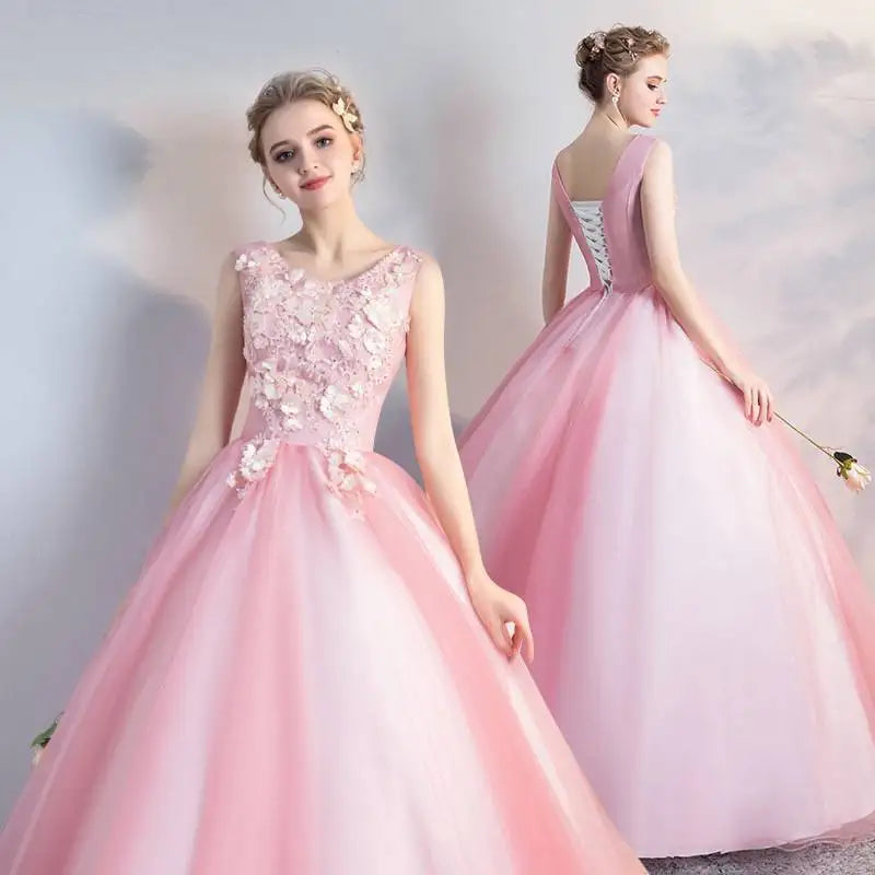JEHETH PInk Charming Flowers Off the Shoulder Quinceanera Dresses 2024 Beading V Neck Prom Party Gown for Women robes 15 Years