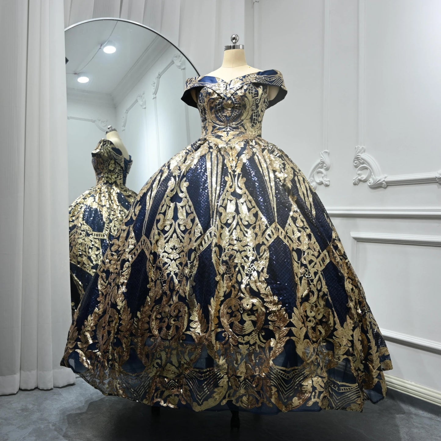 Ashely Alsa Real Picture Quinceanera Dress Cap Sleeve Gold Applique Vestido De 15 Anos Birthday Party Gown Arabic Prom Dresses