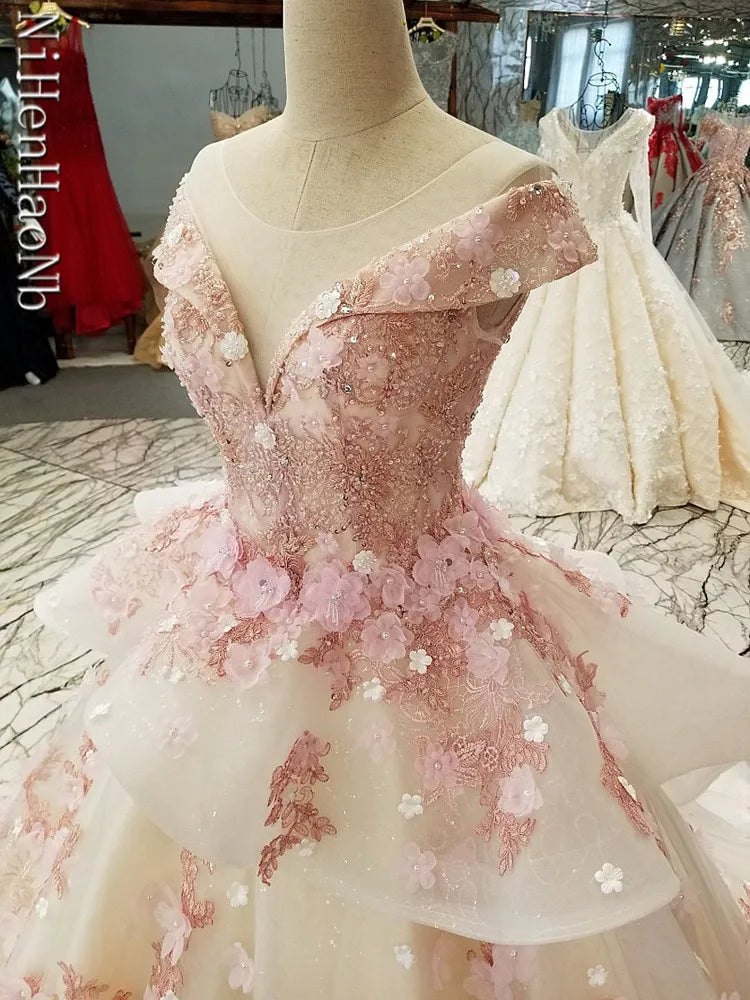 Charming Pink Sweetheart Quinceanera Dresses 2023 Off Shoulder Flower Party Princess Ball Gown Vestidos De 15 Años
