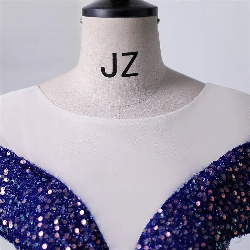 Y&M Novias New O Neck Sequined Blue Quinceanera Dresses Party Prom Ball Gown Classic Lace Embroidery Bead Vintage Plus Szie