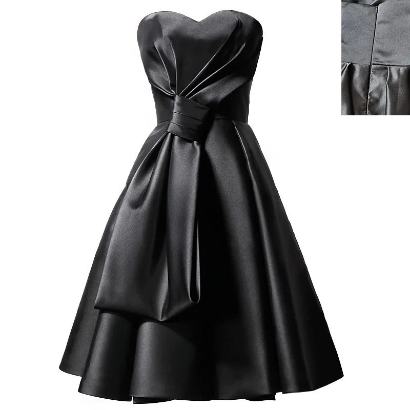 Elegant Satin Bridesmaid Dresses for Women 2023 Summer Sexy Strapless Prom Cocktail Evening Party Mini Dress Slim Formal vestido