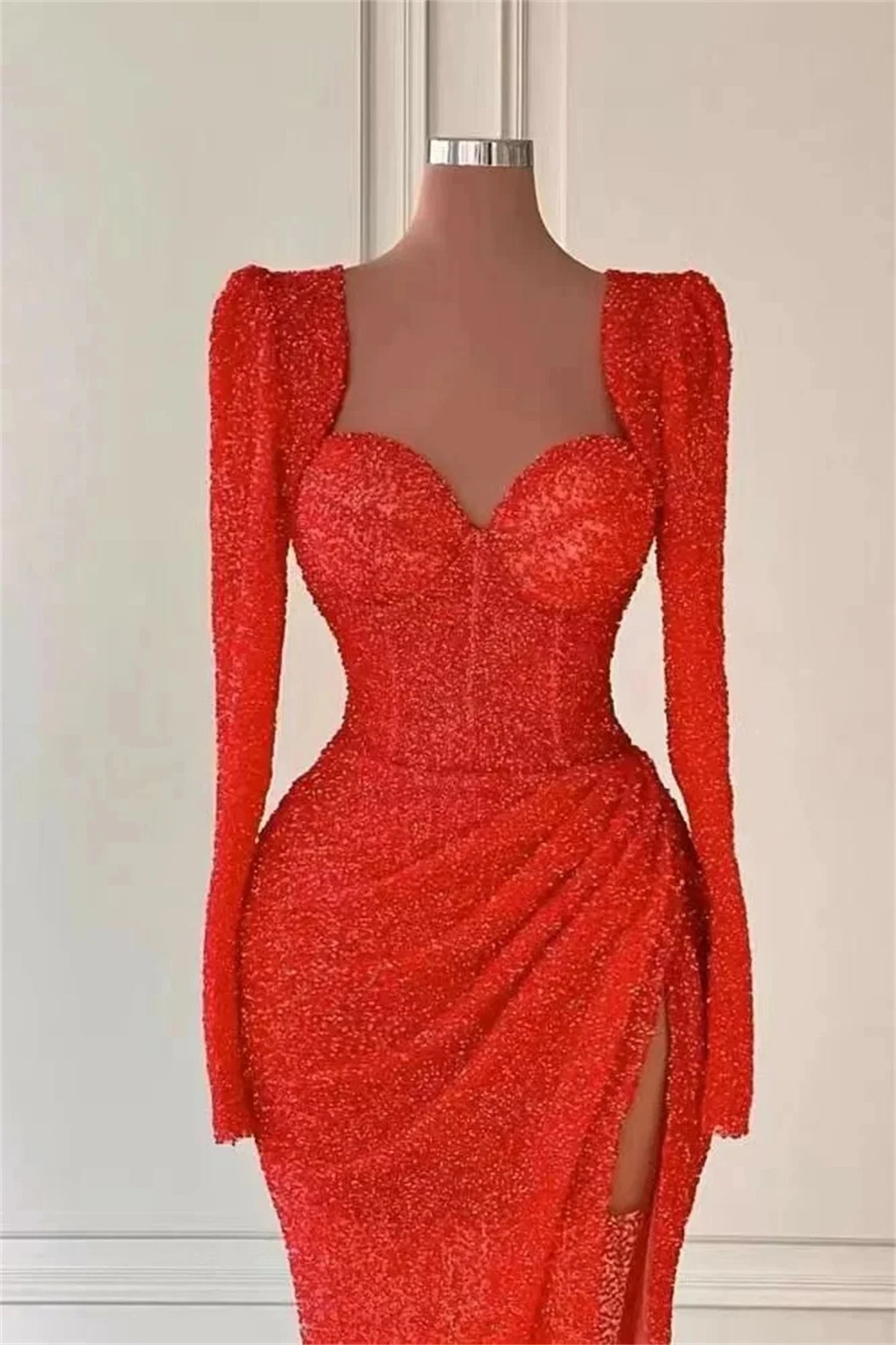 Lucy Red Long Wedding Party Dress Party Evening Elegant Luxury Celebrity Sequins Sexy Quinceanera Dresses for Prom Mermaid