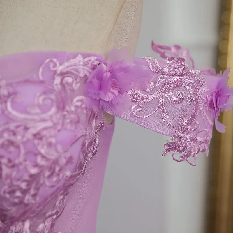 New Off The Shoulder Quinceanera Dresses Purple Tulle Floor-length Ball Gown Sweet Lace Flower Vestido De Debutante Plus Size