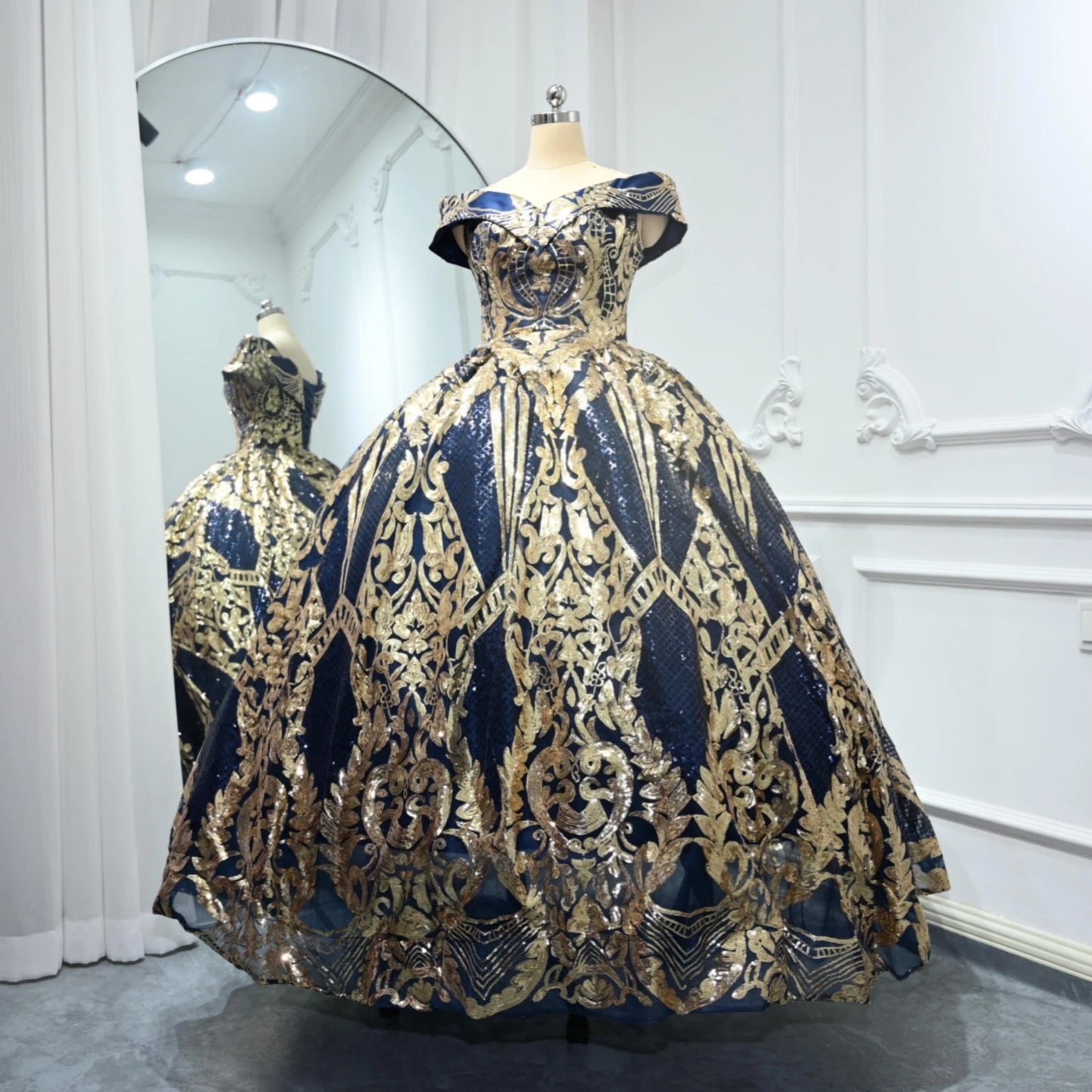 Ashely Alsa Real Picture Quinceanera Dress Cap Sleeve Gold Applique Vestido De 15 Anos Birthday Party Gown Arabic Prom Dresses