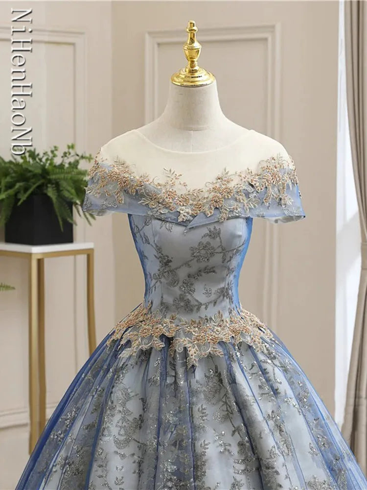 Luxury Black Quinceanera Dresses Short Sleeve Ball Gown Princess Vestidos De 15 Anos Quinceanera