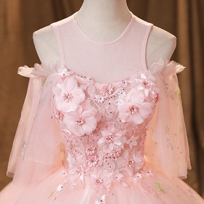 2023 New Sweet Pink Quinceanera Dresses With Free Petticoat Beautiful Flower Princess Ball Gown 5 Colors Plus Size Party Dress