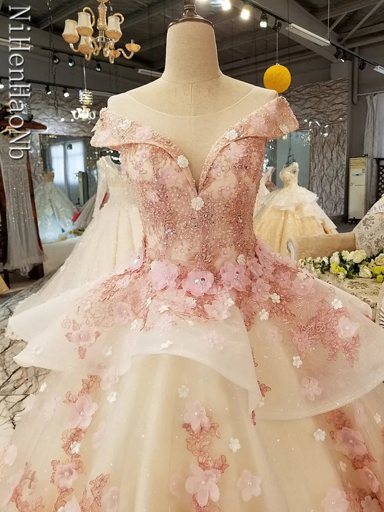 Charming Pink Sweetheart Quinceanera Dresses 2023 Off Shoulder Flower Party Princess Ball Gown Vestidos De 15 Años