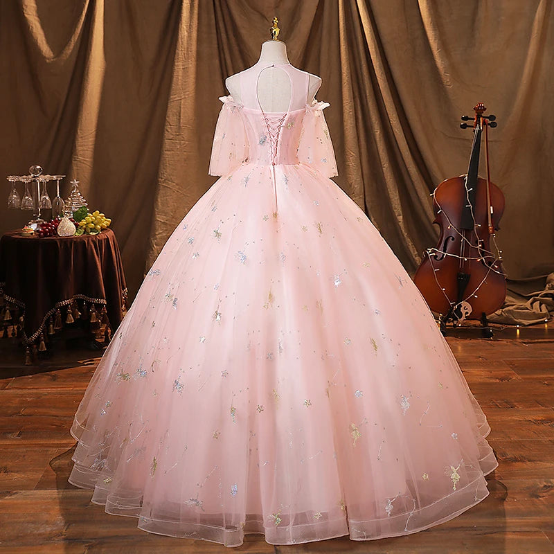 2023 New Sweet Pink Quinceanera Dresses With Free Petticoat Beautiful Flower Princess Ball Gown 5 Colors Plus Size Party Dress
