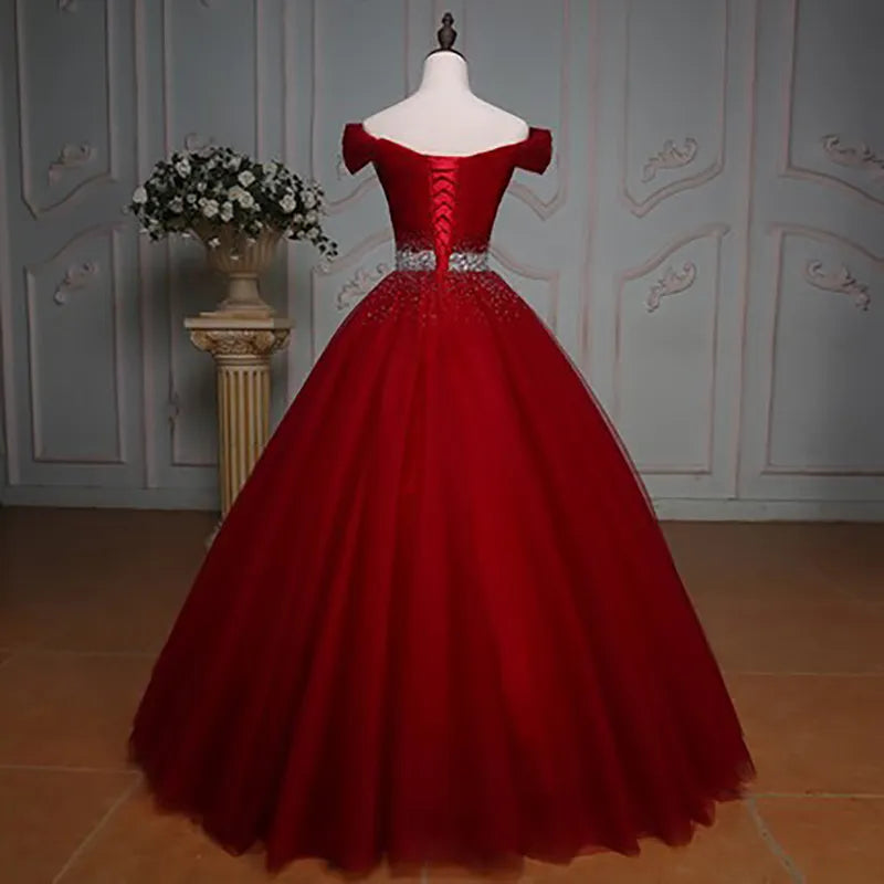 Off Shoulder Ball Gown Quinceanera Dresses Tulle Sequins Prom Birthday Gowns Vestido De 15 Anos robes de soirée Abenkleider