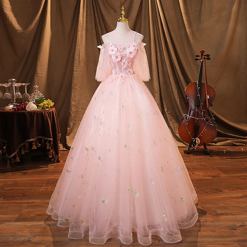 2023 New Sweet Pink Quinceanera Dresses With Free Petticoat Beautiful Flower Princess Ball Gown 5 Colors Plus Size Party Dress