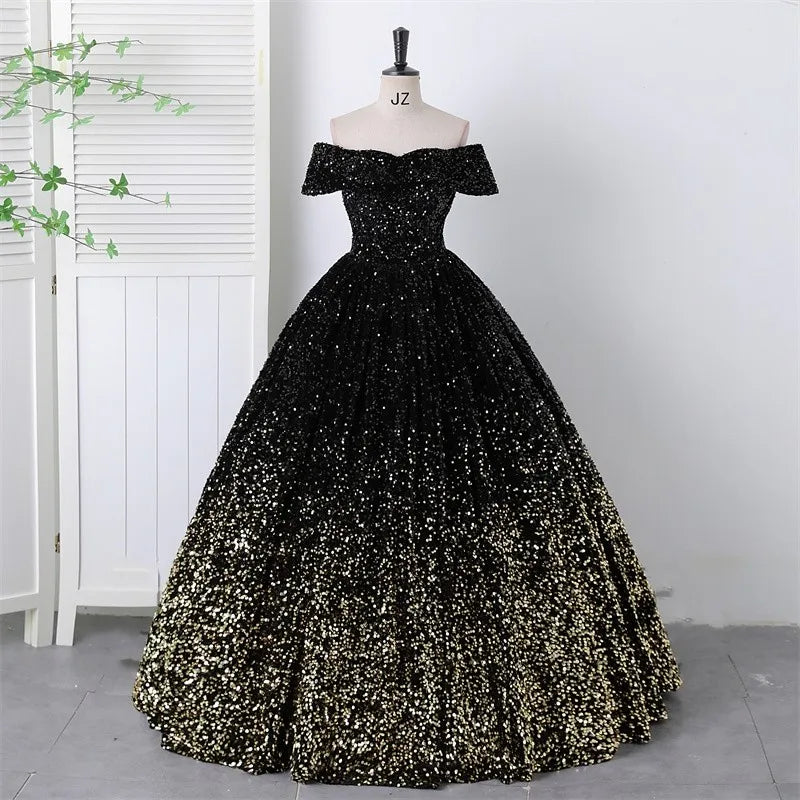 Luxury Sequnies Off The Shoulder Quinceanera Dress 2024 New Party Ball Gown Custom Multiple Colour Plus Size Vestido De Noiva