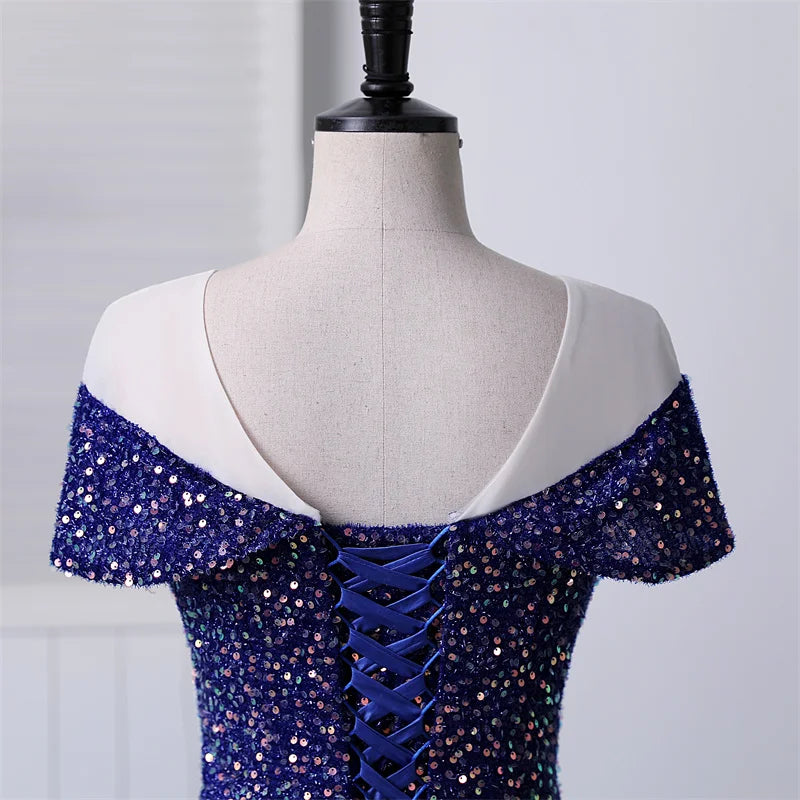 Y&M Novias New O Neck Sequined Blue Quinceanera Dresses Party Prom Ball Gown Classic Lace Embroidery Bead Vintage Plus Szie
