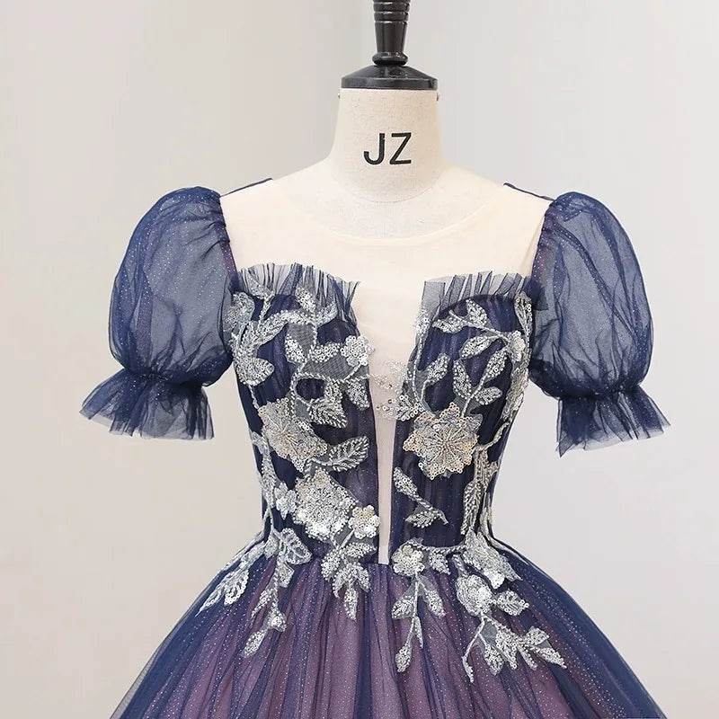 JEHETH Sparking Puff Short Sleeves Quinceanera Dresses 2024 Lace Up Prom Party Gown for Women Floor Length robes 15 Years