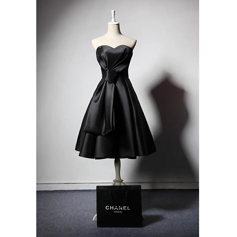 Elegant Satin Bridesmaid Dresses for Women 2023 Summer Sexy Strapless Prom Cocktail Evening Party Mini Dress Slim Formal vestido