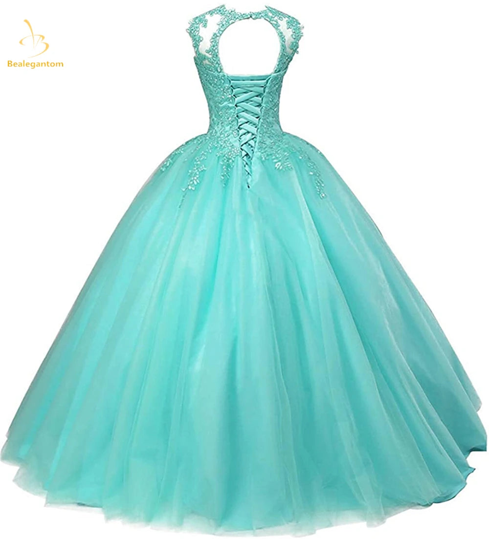 Bealegantom In Stock Royal Blue Size 16 Ball Gown Quinceanera Dresses Tulle Beaded Birthday Sweet 16 Prom Party Gown QA171