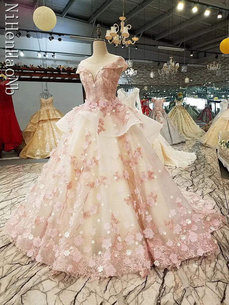 Charming Pink Sweetheart Quinceanera Dresses 2023 Off Shoulder Flower Party Princess Ball Gown Vestidos De 15 Años