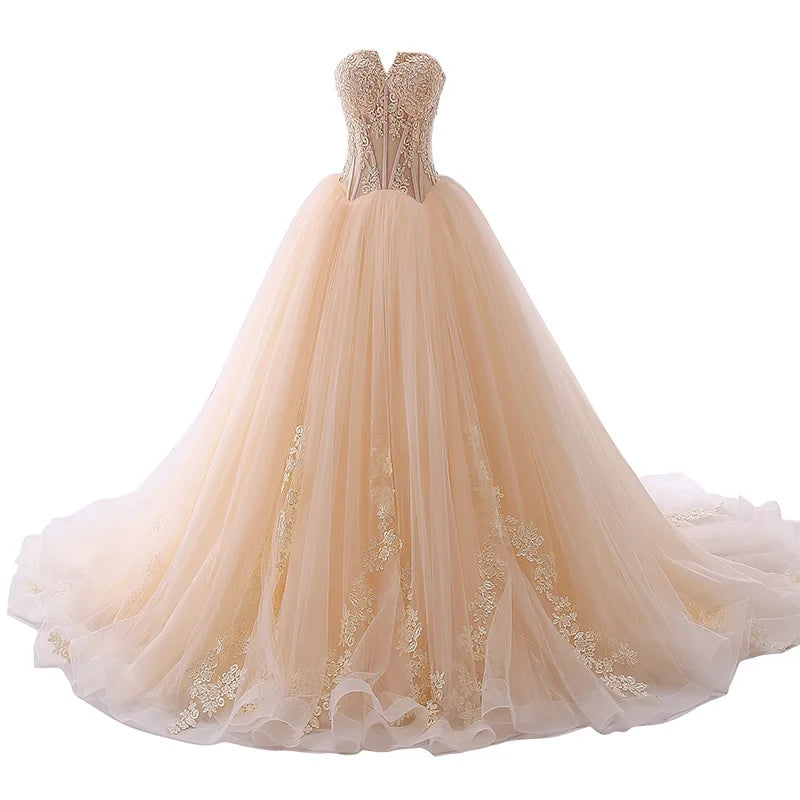 Strapless Quinceanera Dress 2024 New Elegant Slimming Lace Embroidery For Bridal Illusion Vintage Princess Ball Gown Vestido