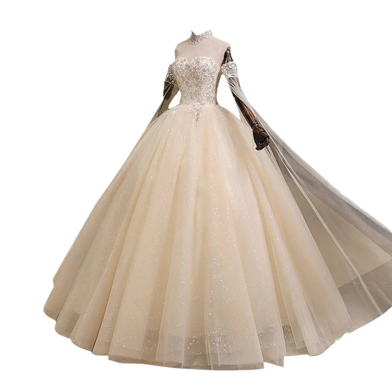 Luxury Quinceanera Dresses High Neck Vestidos 15 Anos Vintage Ball Gown Lace up back Quinceanera Gown
