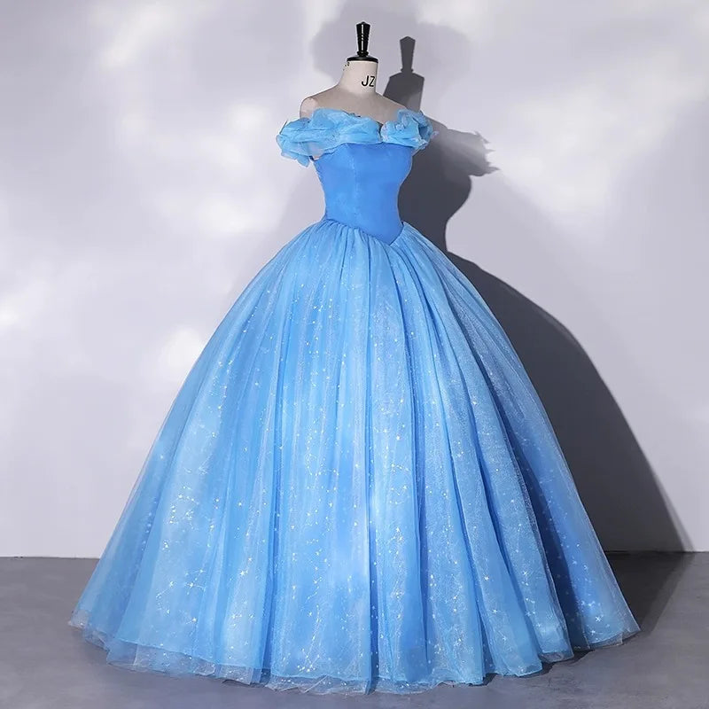 Bomaris Off-Shoulder Ball Gown Quinceanera Dresses Vestidos De 15 Anos Fashion Glitter Tulle Cinderella Birthday Party Gowns